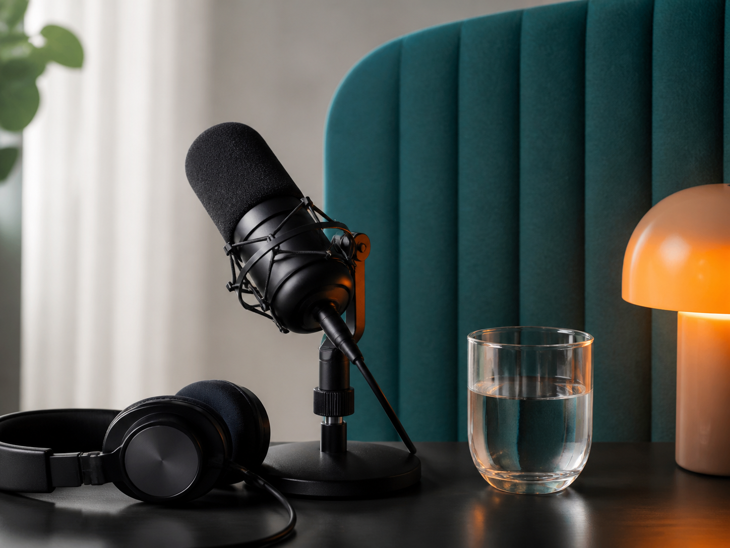Microphone et casque dans le studio